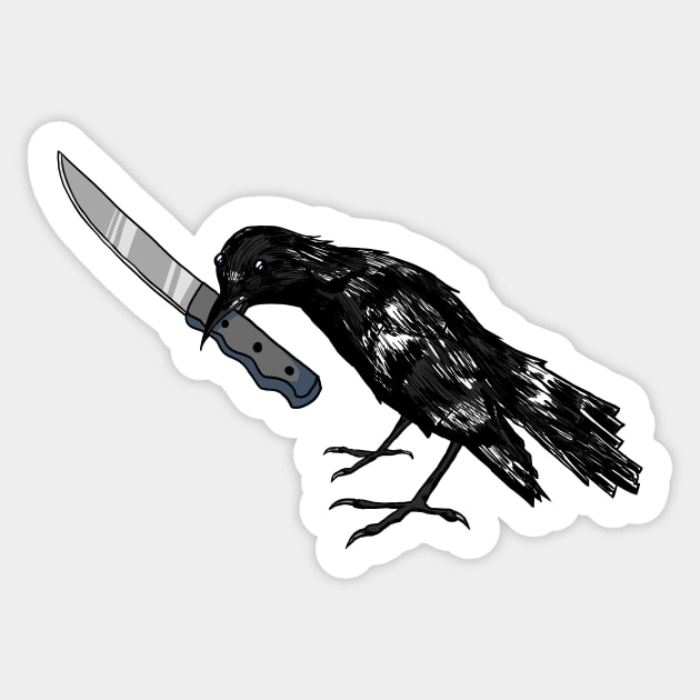 Crow with Knife Sticker by AidanThomas